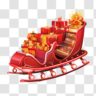Christmas Sleigh - Sleigh Full Of Christmas Gifts Transparent PNG