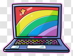 Cartoon Laptop - Colorful Cartoon Laptop Transparent PNG