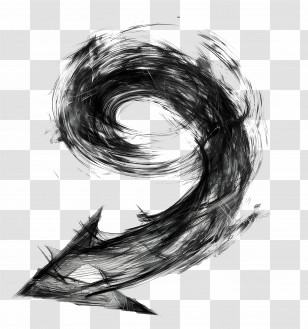 Brush Arrow - Abstract Black Swirl Arrow Transparent PNG
