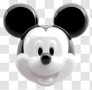 Mickey Mouse Head - Classic Black And White Cartoon Mouse Transparent PNG