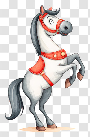 Watercolor Horse - White Horse With Red Saddle Transparent PNG