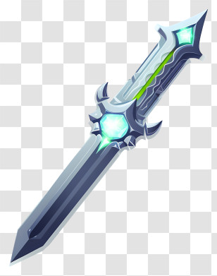 Minimalized Flat Vector Illustrate - Futuristic Magical Sword With Glow Effects Transparent PNG