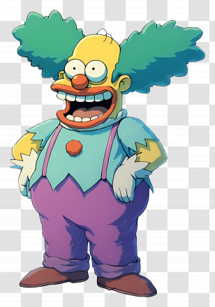Krusty The Clown - Colorful Clown Cartoon Character For Entertainment Transparent PNG