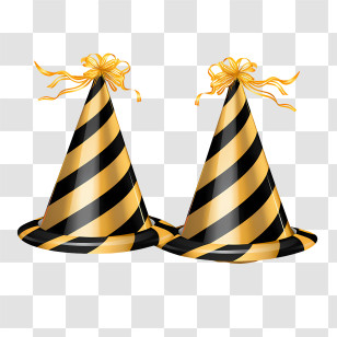 Birthday Hat - Black And Gold Striped Party Hats Transparent PNG