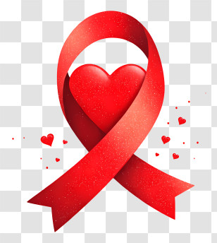 Red Ribbon And Heart - Red Awareness Ribbon Heart Transparent PNG