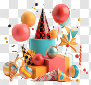 World Party Day - Colorful Party Decorations Transparent PNG