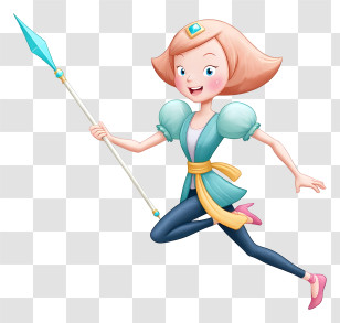 Pearl - Playful Fantasy Girl With Spear Transparent PNG