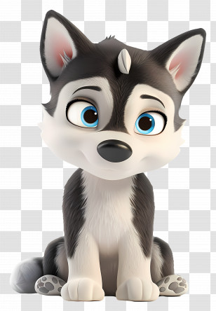 Husky Puppy - Cute Husky Puppy Cartoon Transparent PNG