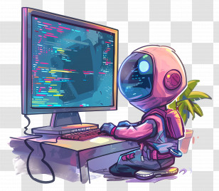 Coding - Astronaut Coding At Computer Transparent PNG