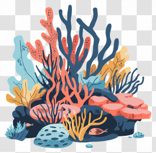 Coral Reefs - Vibrant Coral Reef Illustration Transparent PNG
