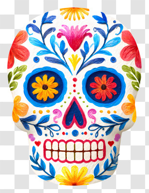 Day The Dead Sugar Skull - White Decorative Skull For Day Of The Dead Transparent PNG