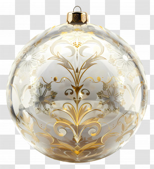 Christmas Ball - Elegant Christmas Ornament With Gold Patterns Transparent PNG