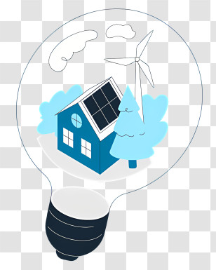 Energy Efficient Lighting - Eco-Friendly House Illustration Inside A Lightbulb Transparent PNG