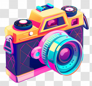 Colorful Retro Camera - Colorful Retro Camera In A Vibrant Style Transparent PNG
