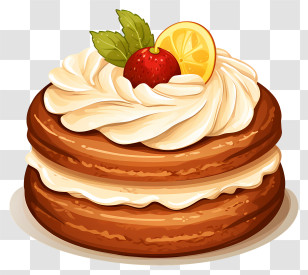 Chocolate Cake - Dessert Cake With Cream And Fruit Toppings Transparent PNG