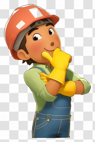 Handy Manny - Cartoon Construction Worker With Helmet Transparent PNG