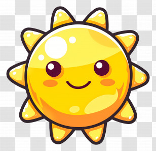 Kawaii Sun - Smiling Cartoon Sun Illustration Transparent PNG
