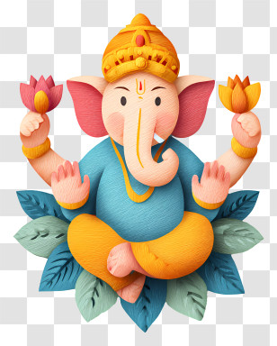 Ganesh Chaturthi - Colorful Ganesha Illustration Transparent PNG