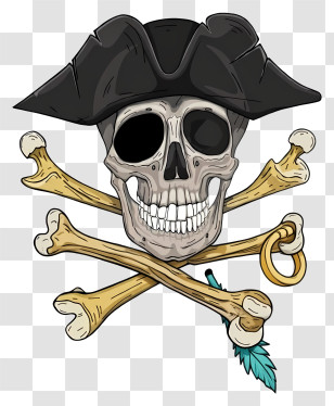 Pirate Skull And Crossbones - Pirate Skull With Crossbones And Hat Transparent PNG