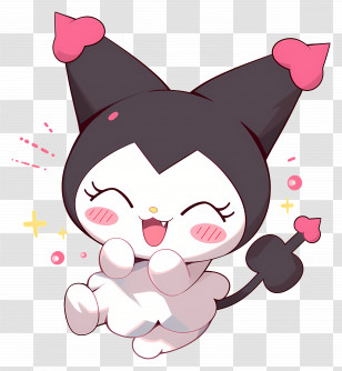 Kuromi - Smiling Cartoon Character With Heart-Shaped Ears Transparent PNG
