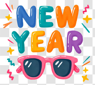 New Year Text - Colorful New Year Lettering Transparent PNG