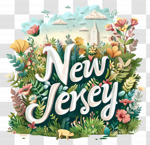 New Jersey - New Jersey Floral Map Transparent PNG