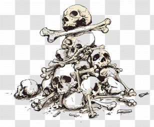 Pile Of Human Skulls And Bones - Pile Of Human Skulls And Bones For Gothic Art Transparent PNG