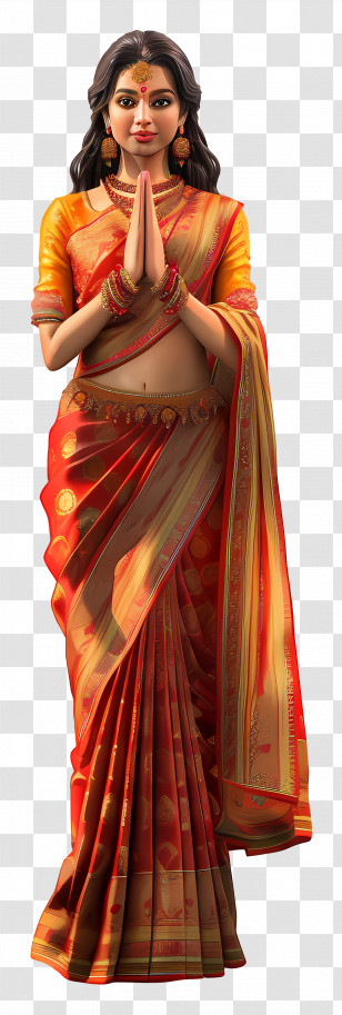 Indian Woman - Woman In Traditional Dress Greeting Transparent PNG