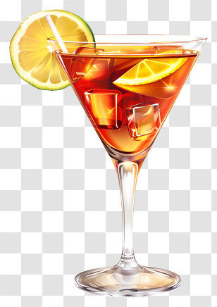Cocktail Day - Chilled Cocktail Glass With Lemon Garnish Transparent PNG