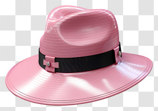Hat - Elegant Pink Fancy Hat With Ribbon Transparent PNG