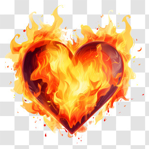 Fireheart - Fiery Heart Illustration Symbolizing Passion Transparent PNG
