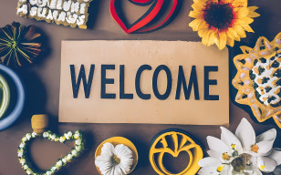 Welcome - Welcome Sign With Floral Decor Transparent PNG