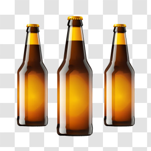 Beer Bottle - Three Dark Glass Beer Bottles Transparent PNG