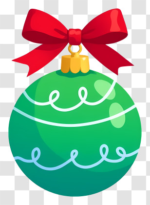 Christmas Ball - Green Ornament With Red Bow Transparent PNG