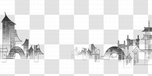 Vector Building Jiangnan - Monochrome Photography - Town Transparent PNG