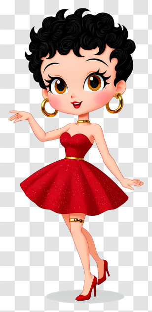 Betty Boop Dancing - Chic Cartoon Woman In Red Dress Transparent PNG