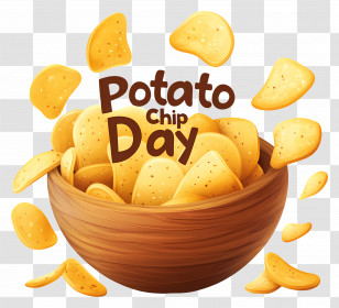 National Potato Chip Day - Potato Chips In Wooden Bowl Transparent PNG
