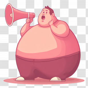 Overweight - Cartoon Of Overweight Man Speaking With Megaphone Transparent PNG