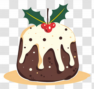 Christmas Pudding - Christmas Pudding With Holly Transparent PNG