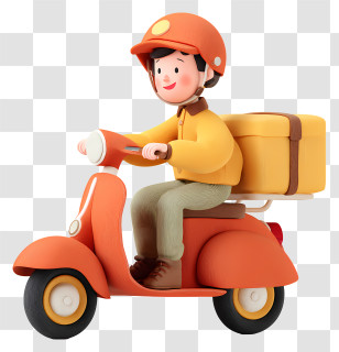 Express Delivery Service - Cartoon Delivery Person On Scooter Transparent PNG