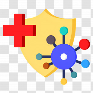 Immunity - Shield With Cross And Molecules For Health Protection Transparent PNG