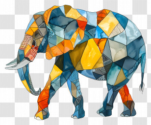 Elephant - Vivid Geometric Elephant Art Transparent PNG