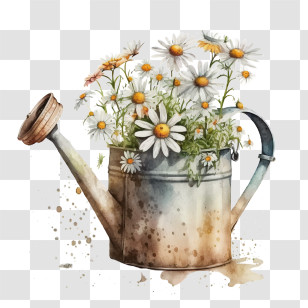Watercolor Daisy
 - Watering Can With Daisies For Gardening Transparent PNG