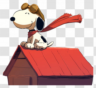 Snoopy - Cartoon Dog Atop Red Doghouse Illustration Transparent PNG