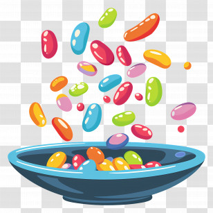 Jelly Beans - Colorful Jellybeans In A Bowl Transparent PNG