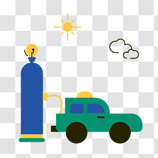 Gas Station - Compressed Natural Gas Conceptual Design With Vehicle Transparent PNG