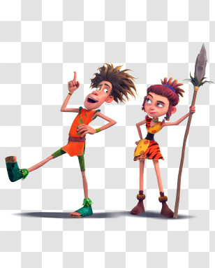 Maracuda - Animated Prehistoric Characters With Spear Transparent PNG