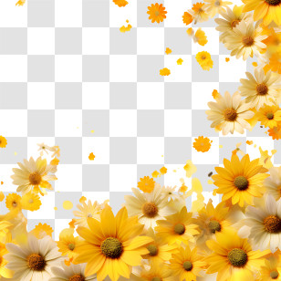 Yellow Flowers - Yellow And White Daisy Floral Background Transparent PNG