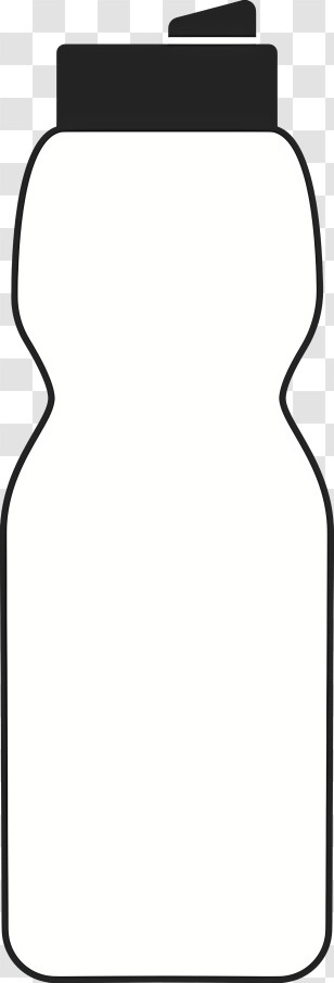 Object - White Water Bottle With Black Cap Transparent PNG