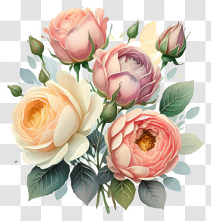 Bouquet Of Roses - Elegant Flower Bouquet Illustration Transparent PNG